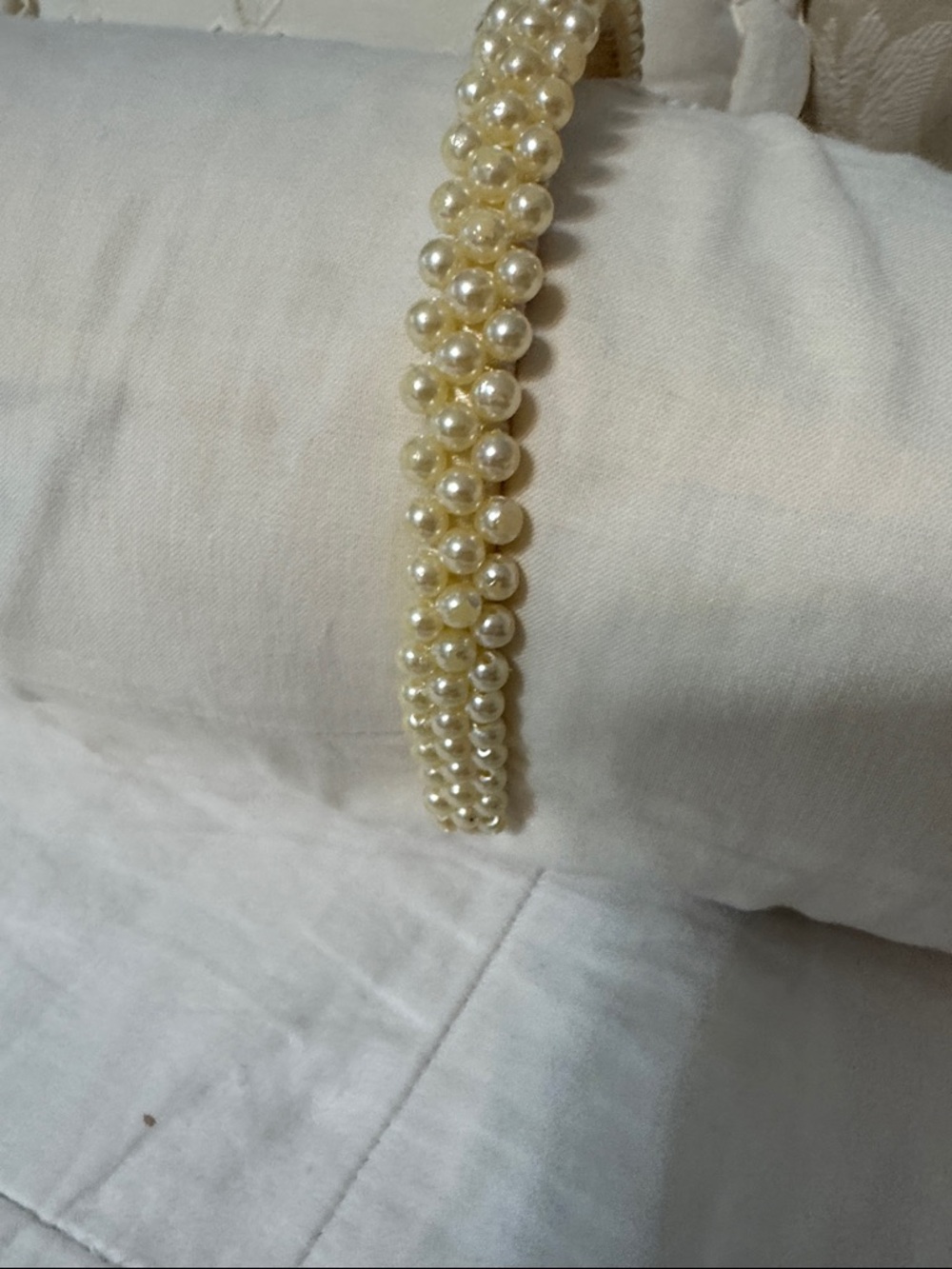 Pearl Beaded Headband in Ivory
